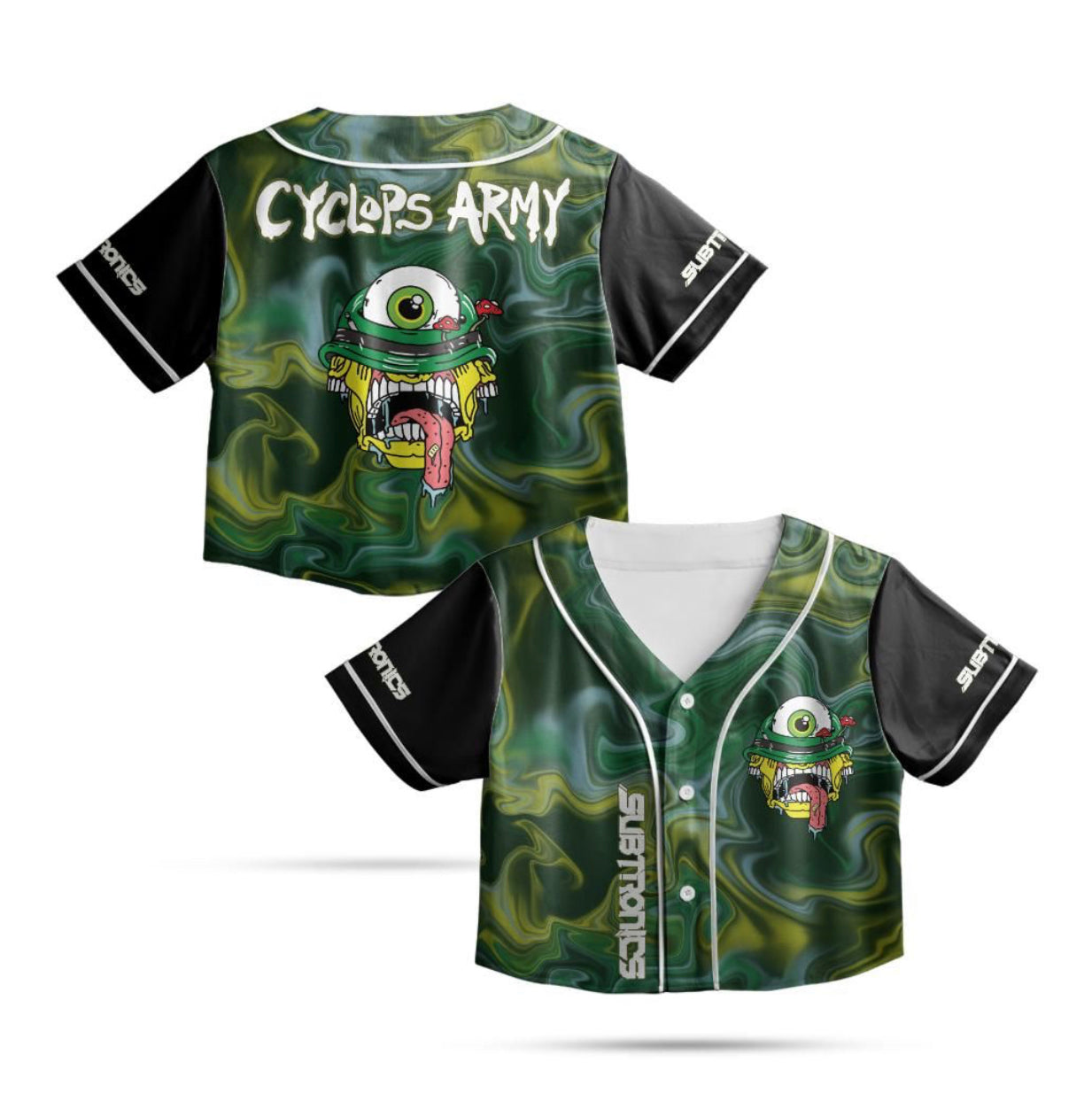 Subtronics Cyclops Army Crop Jersey (Blue/Green, front name)