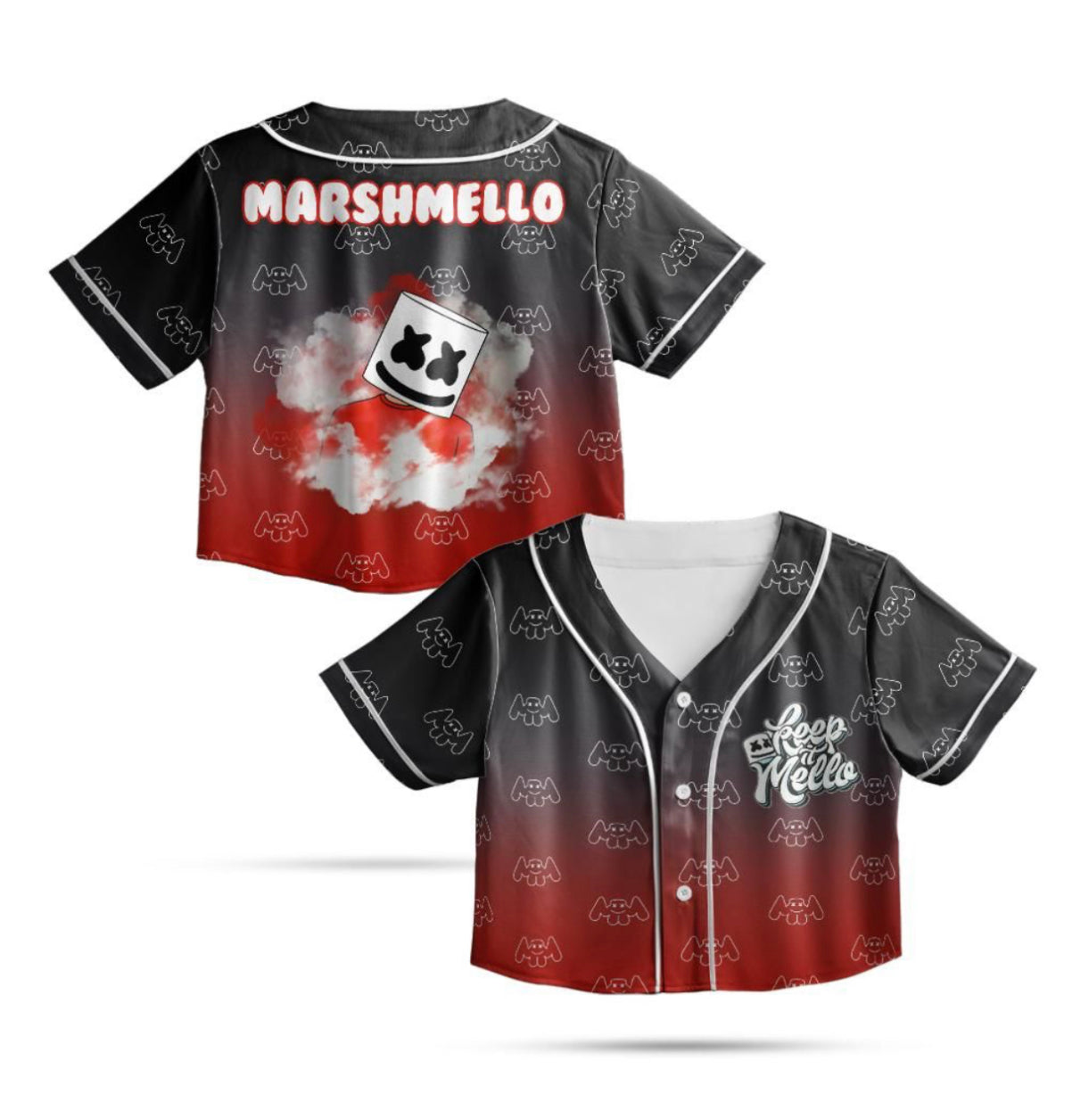 Marshmello Crop Jersey (Black/Red Ombré)