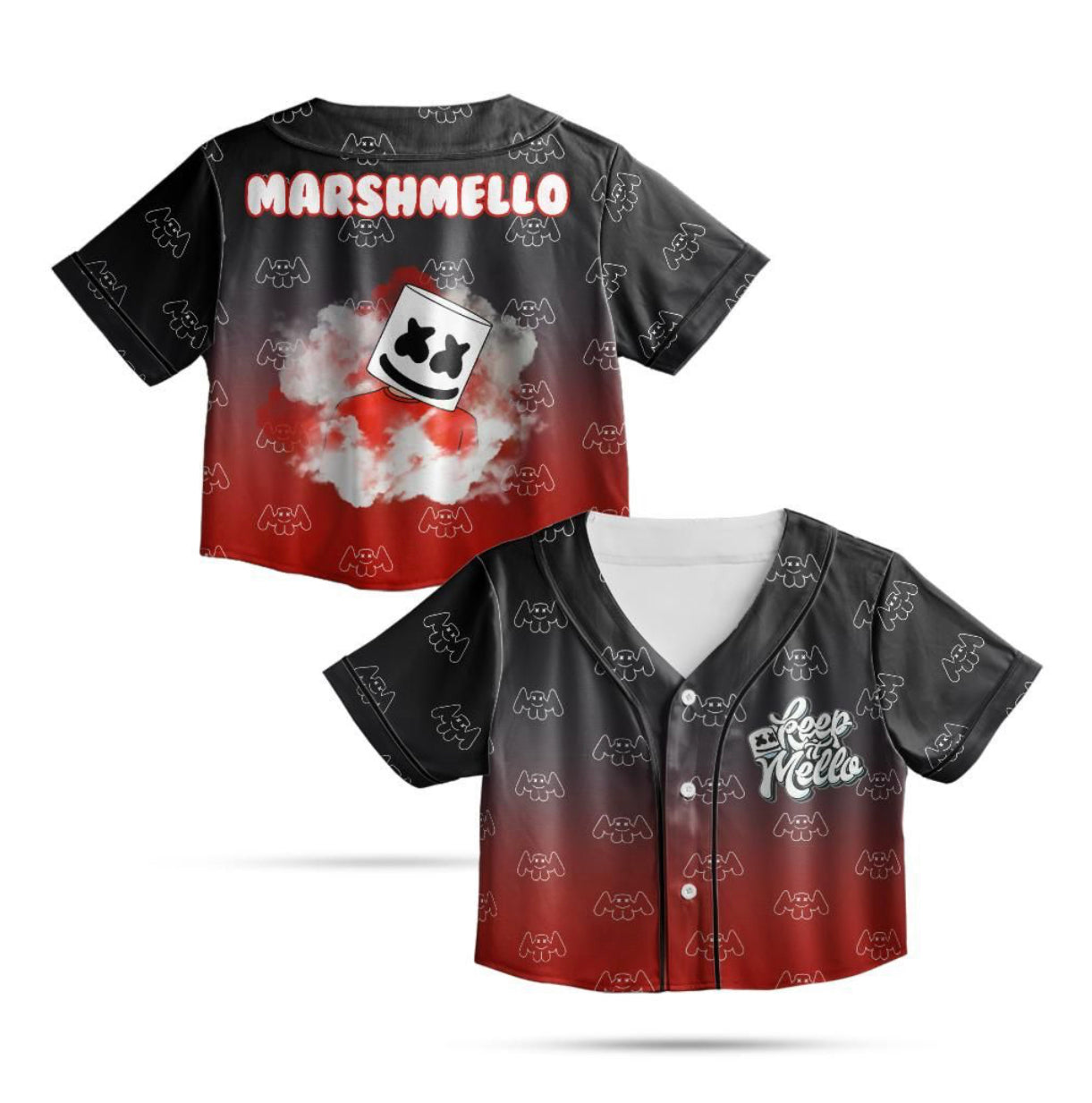 Marshmello Crop Jersey (Black/Red Ombré)