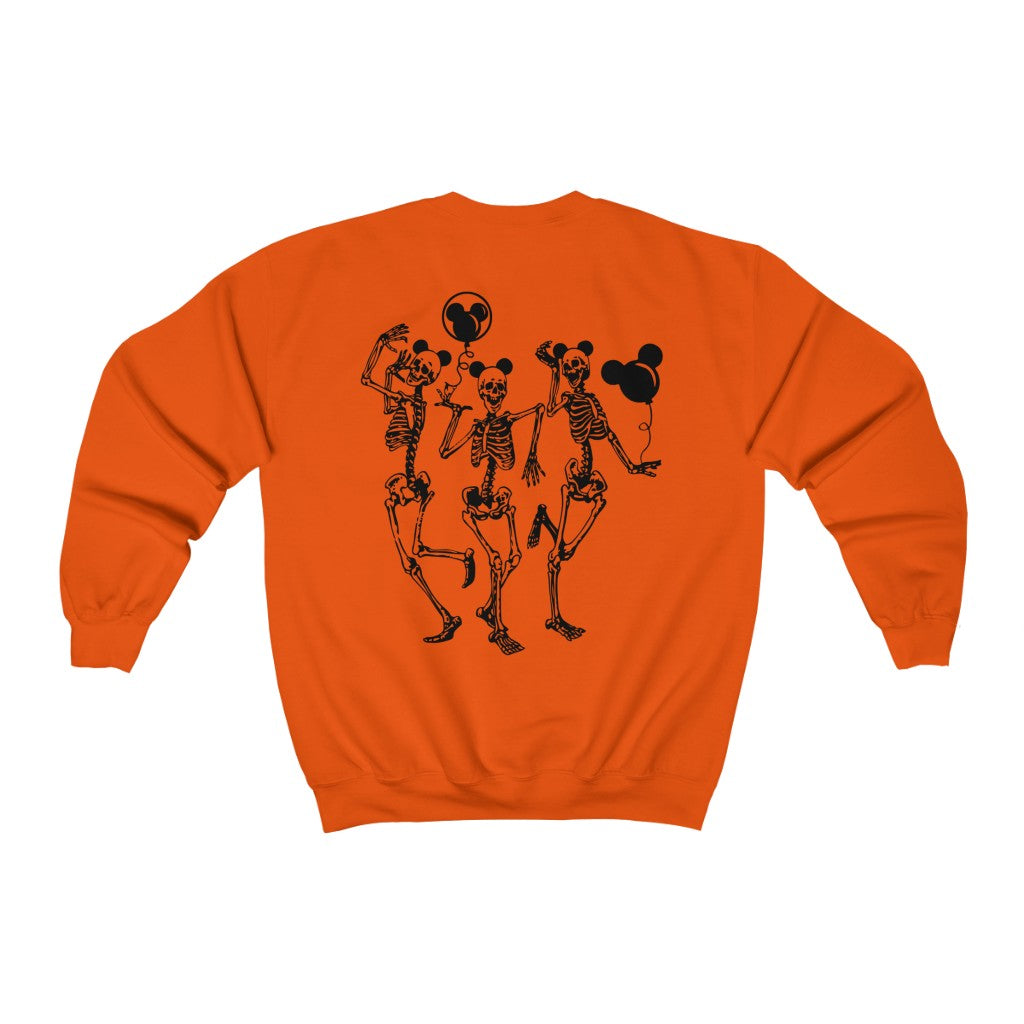 Dancing Skeletons Disney Ears Crewneck Sweatshirt (Multiple Colors, Skeletons On Back)