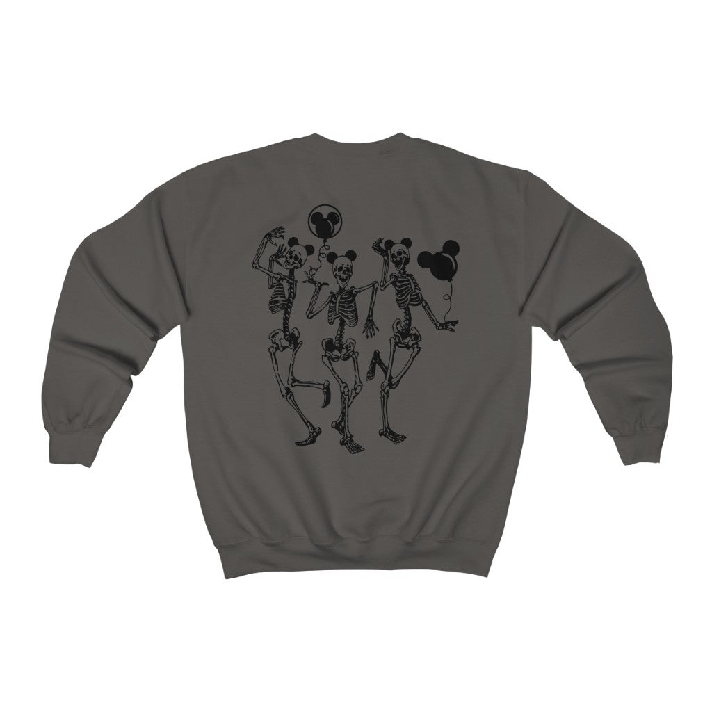 Dancing Skeletons Disney Ears Crewneck Sweatshirt (Multiple Colors, Skeletons On Back)