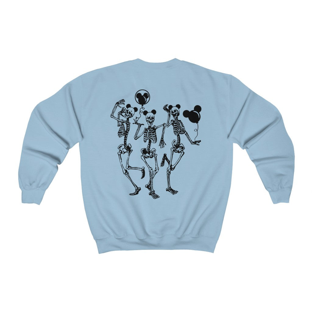 Dancing Skeletons Disney Ears Crewneck Sweatshirt (Multiple Colors, Skeletons On Back)